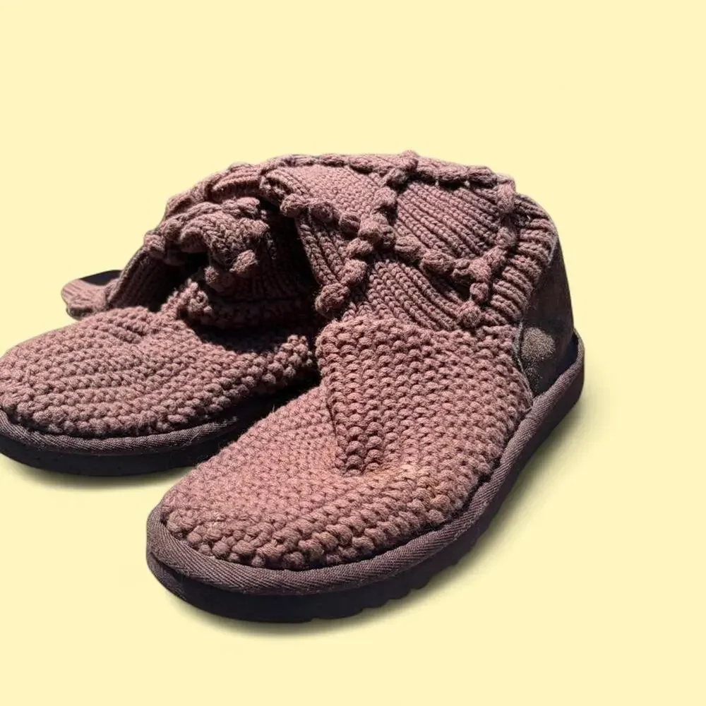 Ugg australia brown cable knit fold over